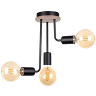 Lampy sufitowe - KET Loftowa LAMPA sufitowa modernistyczna OPRAWA metalowe molekuły czarne drewno KET1172 - miniaturka - grafika 1