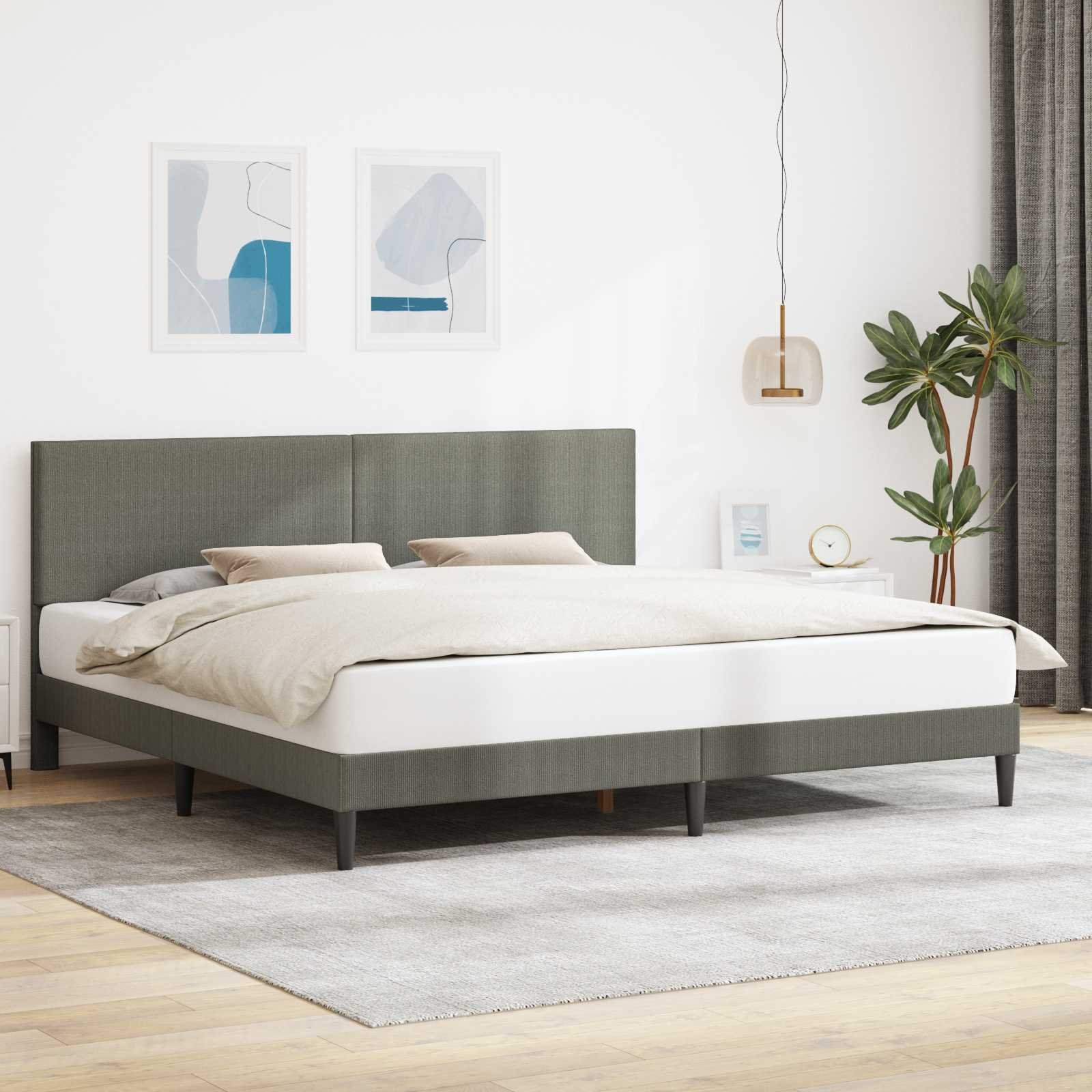 vidaXL vidaXL Ramka łóżka jasnoszary 200 x 200 cm Tkanina sztruksowa