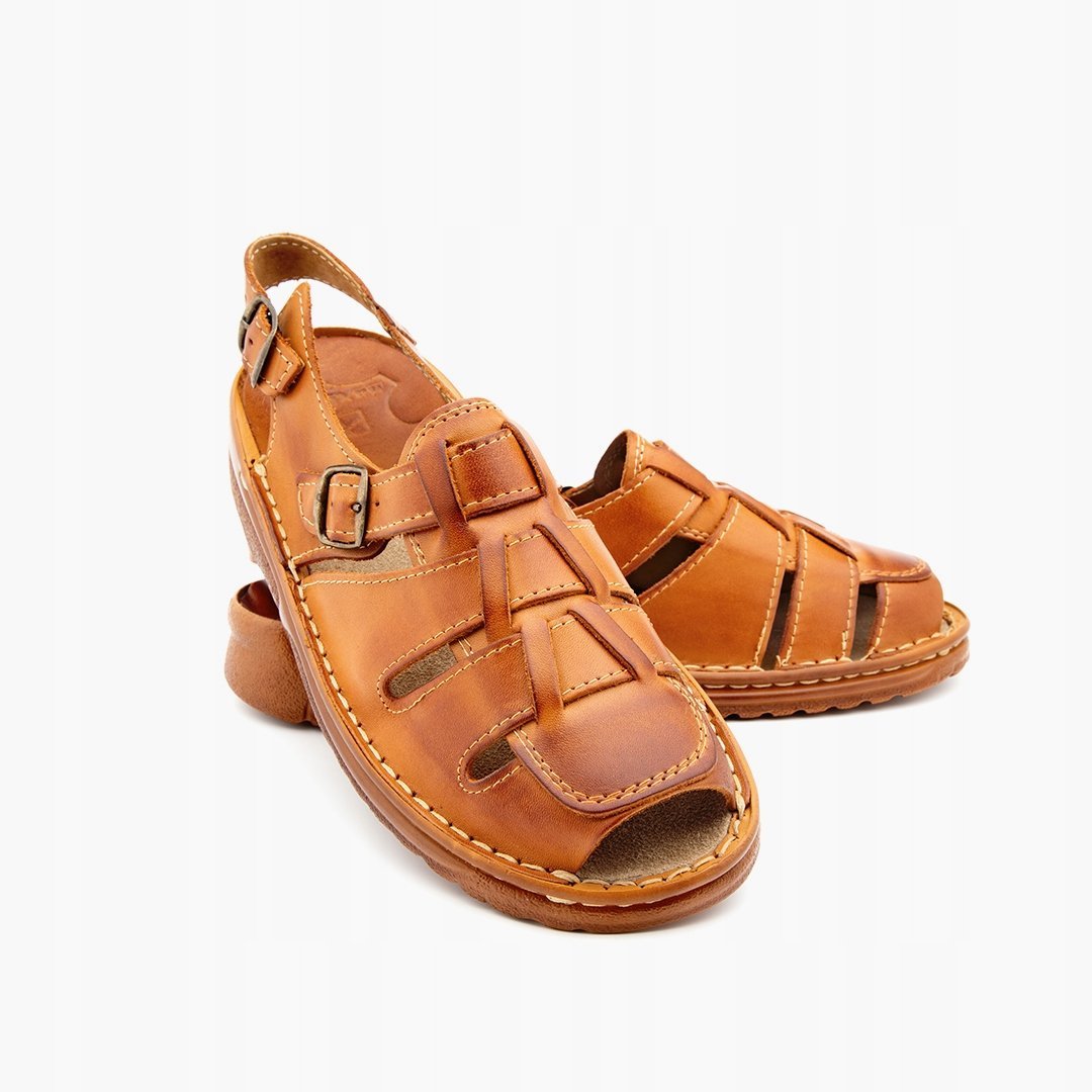 009 Polskie sandały męskie skórzane MAXIMUS brąz 41