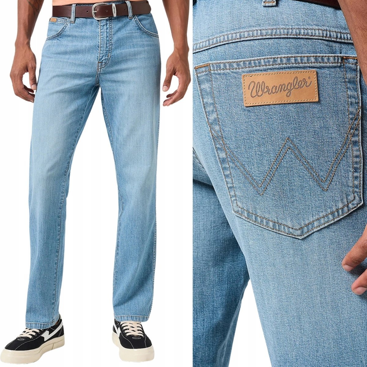 Wrangler TEXAS Whirlwind klasyczne proste cienkie spodnie jeansowe W38 L34