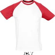 Koszulki męskie - SOLs 11190 Raglan Funky 150 Koszulka męska - Kolor: Biały/Czerwony - Rozmiar: XXL - miniaturka - grafika 1