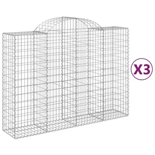 vidaXL Kosze gabionowe, 3 szt, 200x50x140/160 cm, galwanizowane żelazo - Ogrodzenia - miniaturka - grafika 3