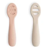 Sztućce dla dzieci - Pierwsze łyżeczki dla niemowląt 2-pack Blush & Shifting Sand, Mushie - miniaturka - grafika 1