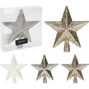 Czubek na choinkę gwiazda brokatowa biała/srebrna/złota 1 szt. - Ozdoby bożonarodzeniowe - miniaturka - grafika 1