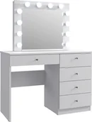 Toaletki - Meblowa 1 Toaletka PATRICIA 3 MEGA biały mat z lustrem w stylu glamour MEBLOWA 1 - miniaturka - grafika 1