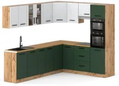 Meble kuchenne - Kuchnia Pojemna Narożna Modułowa Z Blatem Marra 4.6m Wotan Butelkowa Zieleń - miniaturka - grafika 1