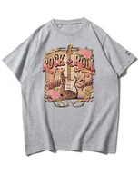 Koszulki i topy damskie - Koszulka oversize Rock & Roll Rockowa Dusza Gitara Muzyka Szara XXL - miniaturka - grafika 1