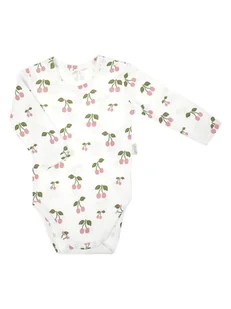 Dziewczęce Body bawełniane długi rękaw Wisienki kremowy, Nicol,r.86 - Body dla niemowląt - miniaturka - grafika 1