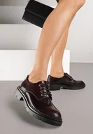 Półbuty damskie - Bordowo-Czerwone Półbuty na Platformie z Tłoczeniem Delmiene - Renee - miniaturka - grafika 1