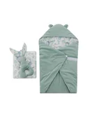 Otulacze - Adamex Otulacz dziecięcy Miu-Mio z poduszką i maskotką Miętowy dinozaury - miniaturka - grafika 1