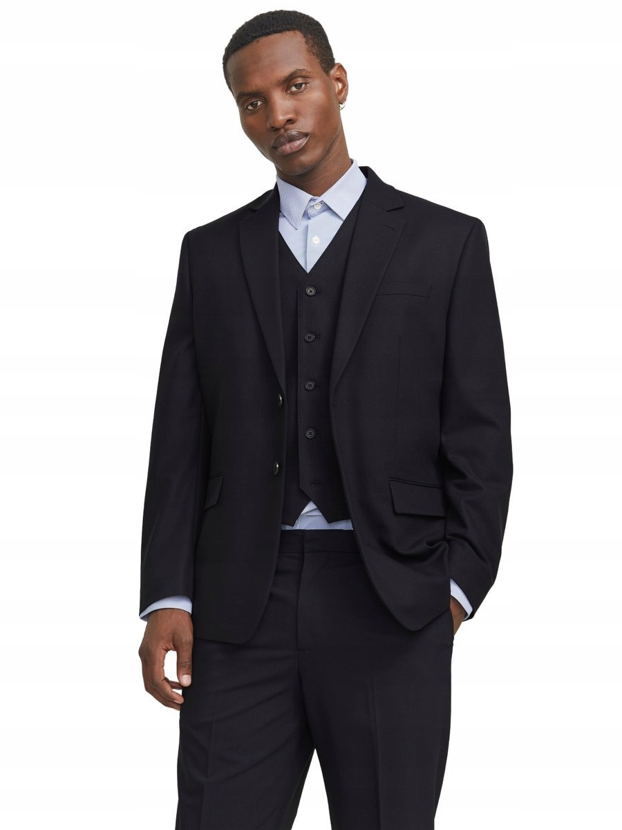 JACK&JONES CZARNA MARYNARKA Z KLASYCZNYMI KIESZENIAMI 50 JPA