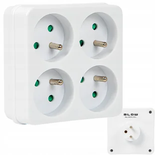 ROZGAŁĘŹNIK POCZWÓRNY GNIAZDO ELEKTRYCZNE 4GNIAZDA OKRĄGŁE UZIEMIENIE BIAŁY - Gniazdka elektryczne - miniaturka - grafika 1