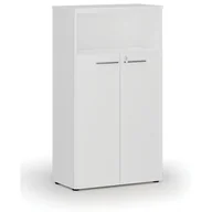 Szafy biurowe - Szafa biurowa kombinowana PRIMO WHITE, drzwi na 3 poziomach, 1434 x 800 x 420 mm, biały - miniaturka - grafika 1