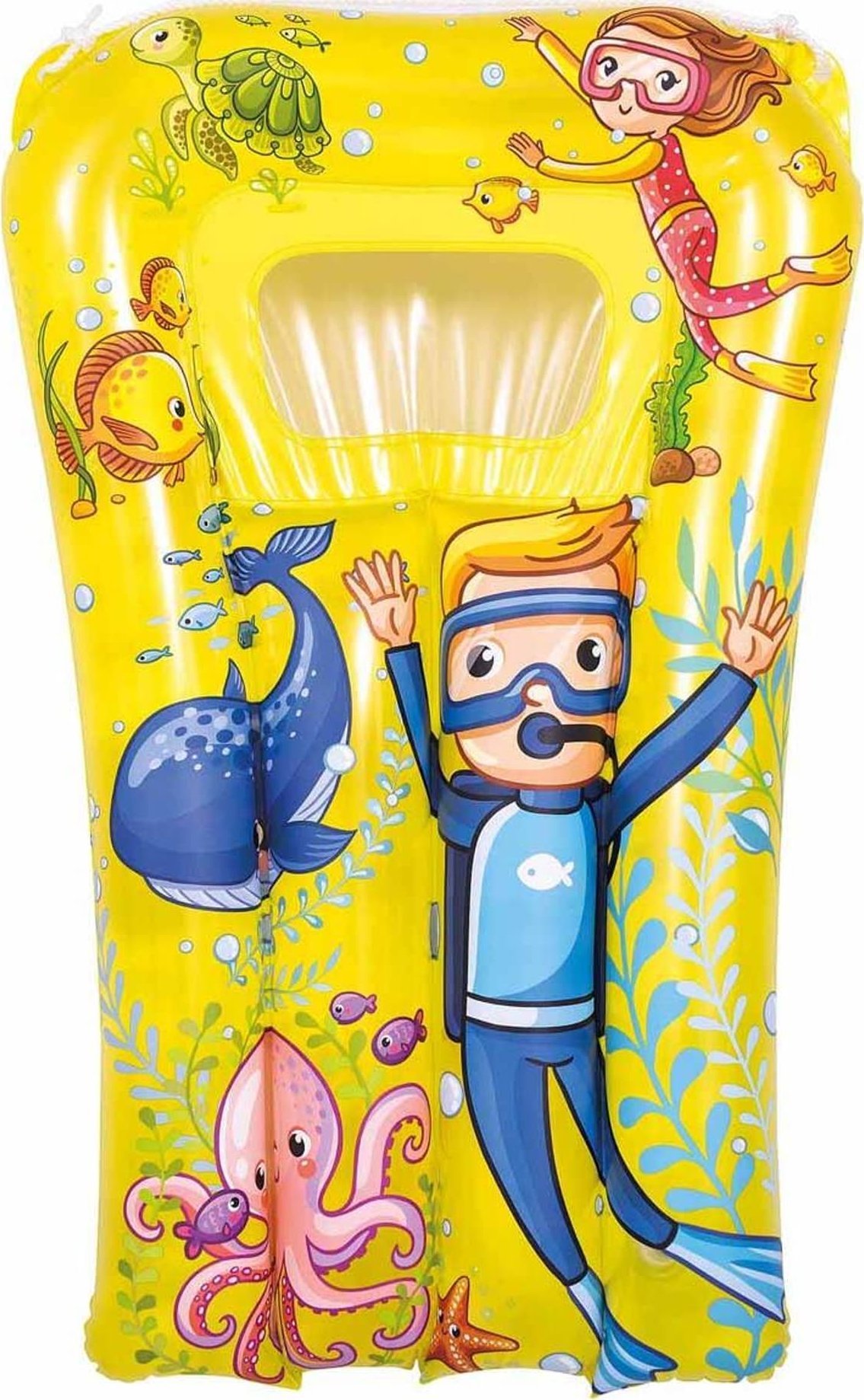 MATERAC PLAŻOWY Z OKIENKIEM PODWODNY ŚWIAT 74x48CM 37591 - ŻÓŁTY