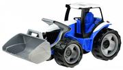 Samochody i pojazdy dla dzieci - Lena Traktor z łyżką luzem w szarym kartonie Niebieski GXP-771654 - miniaturka - grafika 1