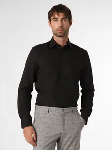 Finshley & Harding Koszula męska łatwa w prasowaniu Mężczyźni Slim Fit Bawełna czarny jednolity kołnierzyk kent, 37 - Koszule męskie - miniaturka - grafika 1