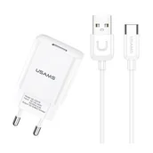 Ładowarki do telefonów - Usams T21 Szybka Ładowarka + Kabel 1M Type-c - miniaturka - grafika 1