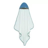 Okrycia kąpielowe dla dzieci - Okrycie kąpielowe 100x100 Musseline biały niebieski ręcznik z kapturkiem - miniaturka - grafika 1