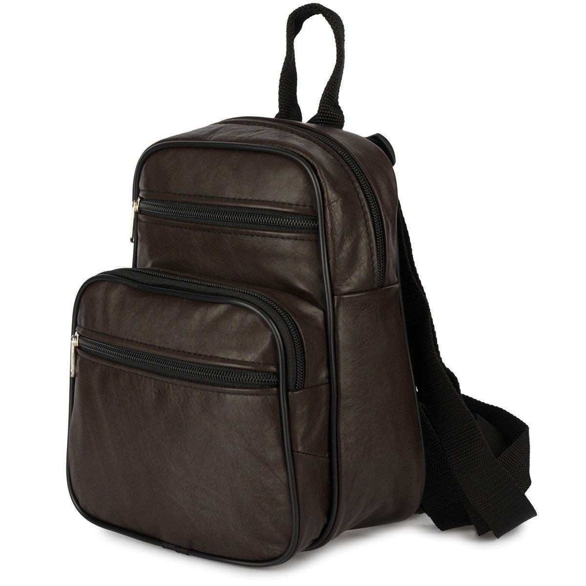 Plecak skórzany damski mały A5 klasyczny ciemno brązowy 023