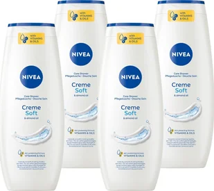 NIVEA CREME SOFT Żel pod prysznic damski z olejkiem migdałowym 500ml x4 szt - Kosmetyki do kąpieli - miniaturka - grafika 1