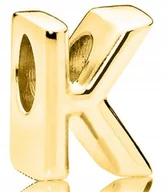 Wisiorki - Złoty Charms Literka K Litera K zawieszka do bransoletek beads srebro 925 - miniaturka - grafika 1