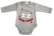 Body dla niemowląt - Body niemowlęce KOCHAM CIOCIĘ I WUJKA szary melanż 92 - miniaturka - grafika 1