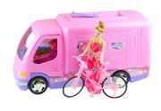 Domki dla lalek - Camper Camping Różowy Pojazd Dla Lalki Rower 50 cm - miniaturka - grafika 1