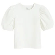 Bluzki dla dziewczynek - Cool Club, Bluzka dziewczęca z krótkim rękawem, biała - miniaturka - grafika 1