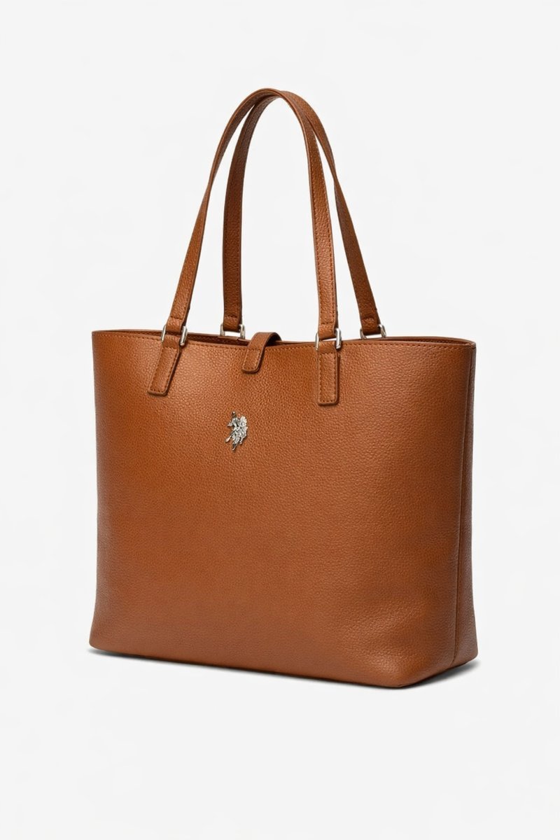 U.S. POLO ASSN. BRĄZOWA SHOPPERKA Z LOGO DAMSKA 1I3A