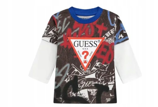 GUESS BLUZKA DZIECIĘCA Z NADRUKIEM LOGO I DŁUGIM RĘKAWEM 64-70 GŁA