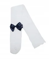 Rajstopy - Rajstopy microfibra - kokarda granatowa Milusie 40 den białe 104-110 - miniaturka - grafika 1