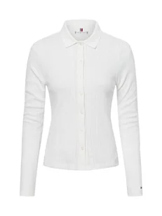 Tommy Hilfiger Kardigan damski Kobiety Bawełna beżowy|biały jednolity, S - Swetry damskie - miniaturka - grafika 1