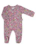 Pajacyki dla niemowląt - Niemowlęcy pajac bawełniany w kwiatki różowy Nicol,r.68 - miniaturka - grafika 1