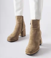 Botki damskie - Szare botki na masywnym słupku Itaf -38 - miniaturka - grafika 1