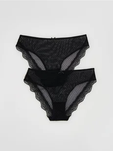 Reserved - Siateczkowe majtki figi 2 pack - czarny - Majtki damskie - miniaturka - grafika 1