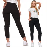 Spodnie damskie - SPODNIE JOGGERY DAMSKIE ELASTYCZNE Z WIĄZANIEM ELEGANCKIE MORAJ 2XL/3XL BLACK - miniaturka - grafika 1