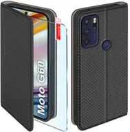Etui i futerały do telefonów - Etui z klapką do Motorola Moto G60 Zamykane Czarne Futerał + Szkło 9H - miniaturka - grafika 1