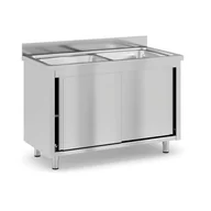 Stoły gastronomiczne - Stół do mycia ze stali nierdzewnej, 2 zlewy, 1200 x 600 x 850 mm - miniaturka - grafika 1