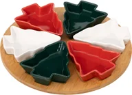 Talerze - Miseczki Atmosphera komplet 6 w kształcie choinki na bambusowej tacy Ø 27 cm - miniaturka - grafika 1