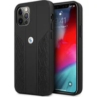 Etui i futerały do telefonów - BMW Etui BMHCP12LRSPPK iPhone 12 Pro Max 6,7" czarny/black hardcase Leather Curve Perforate - miniaturka - grafika 1
