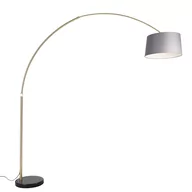 Lampy stojące - QAZQA Nowoczesna lampa podłogowa łuk złota klosz szary 45cm podstawa czarna - XXL - miniaturka - grafika 1