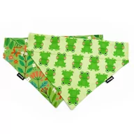Ubranka dla psów - Bandanka dwustronna dla Psa Zielone Żabki Psiakrew, apaszka z tunelem na obrożę -M - miniaturka - grafika 1