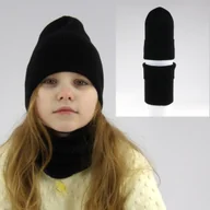 Czapki damskie - Komplet Komplet Wiosenny Czapka Wywijana z Kominem [Kolor: Czarny] - miniaturka - grafika 1