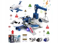 Samoloty i helikoptery - Duży Samolot Xxl Rozkładany Mobilny Parking Policyjny Dźwig Policja Auta - miniaturka - grafika 1