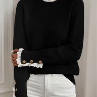 Swetry damskie - TEMU Elegancki, Wysokiej Jakości Sweter Damski z Koronkowymi Detalami na Jesień-Zimę - miniaturka - grafika 1