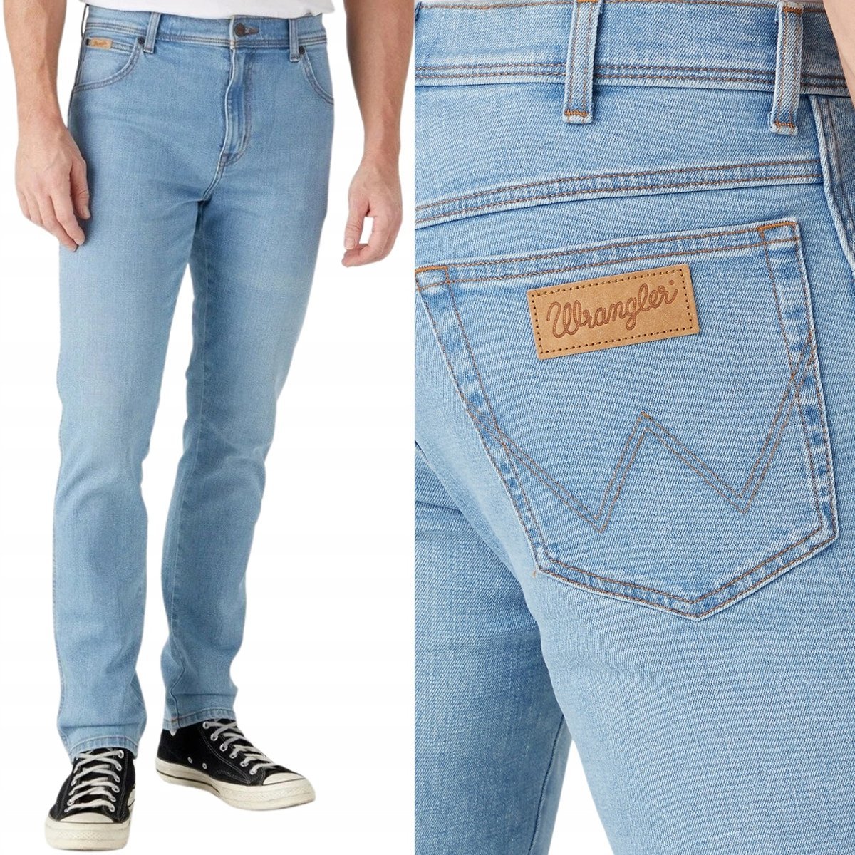 Wrangler TEXAS SLIM Gambit dopasowane spodnie jeansowe na lato W40 L30