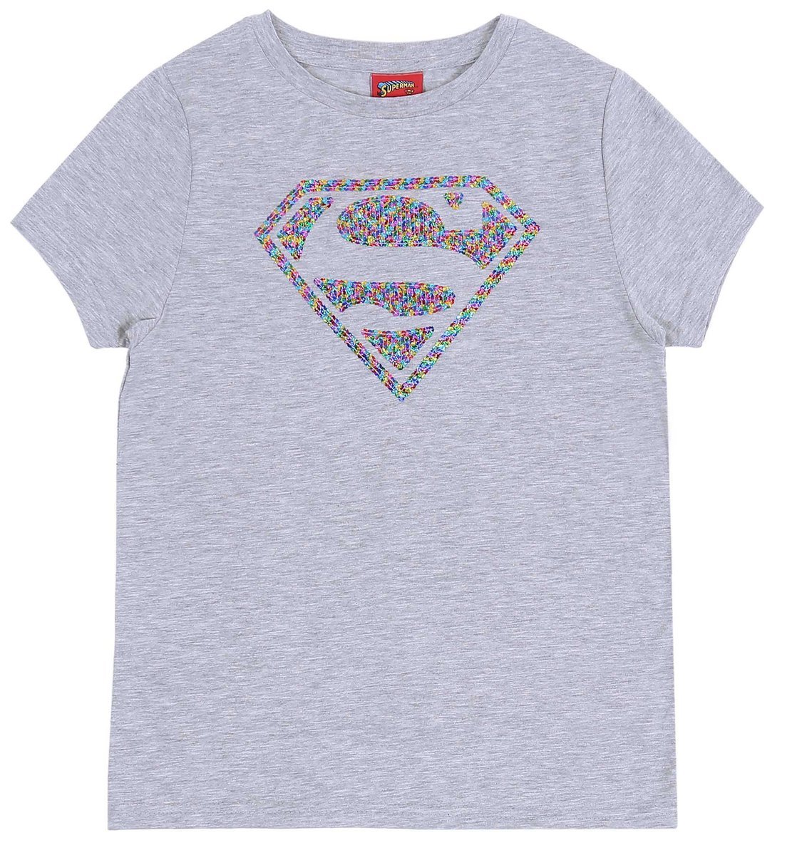 Szara koszulka, t-shirt z cekinami Superman XS