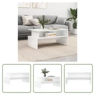 Ławy i stoliki kawowe - The Living Store stolik kawowy biały wysoki połysk 90x55x42,5 cm materiał drewnopochodny - miniaturka - grafika 1