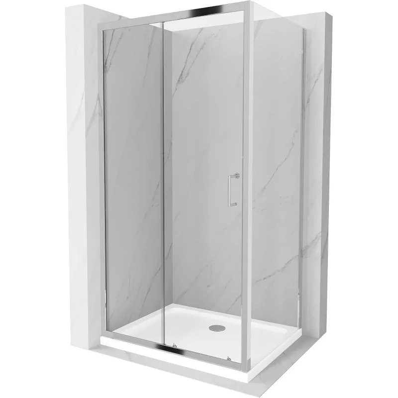 Mexen Apia kabina prysznicowa rozsuwana 100x80 cm, transparent, chrom + brodzik Flat