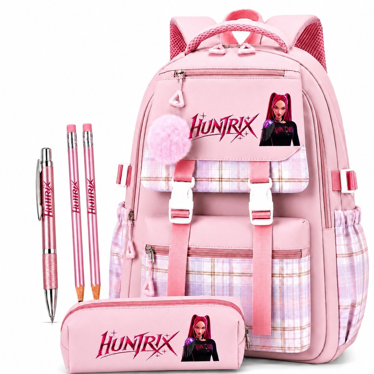 ZESTAW XXL KPOP DEMON HUNTERS MIRA PLECAK SZKOLNY A4 + PIÓRNIK + PRZYBORY 5EL.